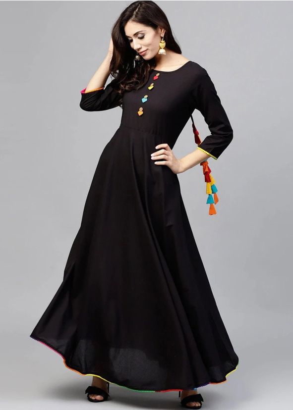 Black Anarkali Kurta & Churidar Set