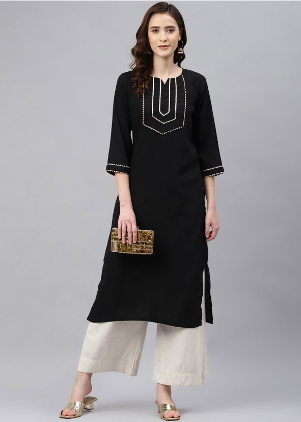 Readymade Black Rayon Kurta Set