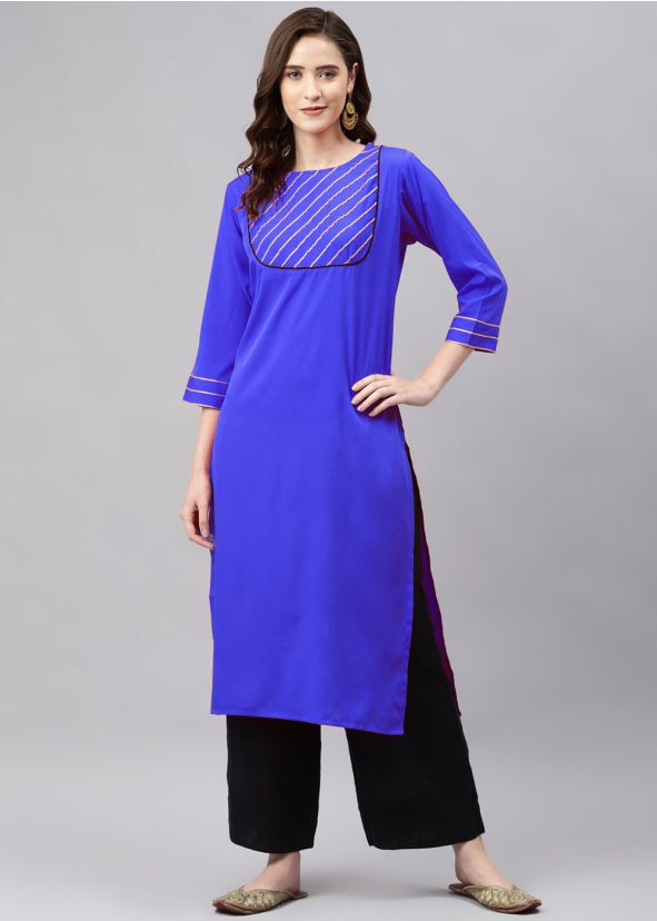 Readymade Blue Laced Kurta Set