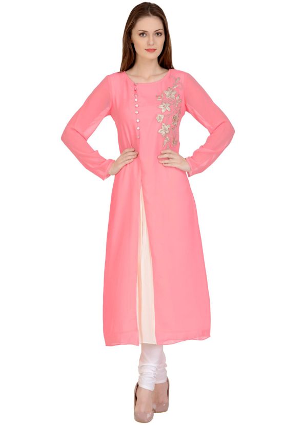 Pink Embroidered Kurta Set