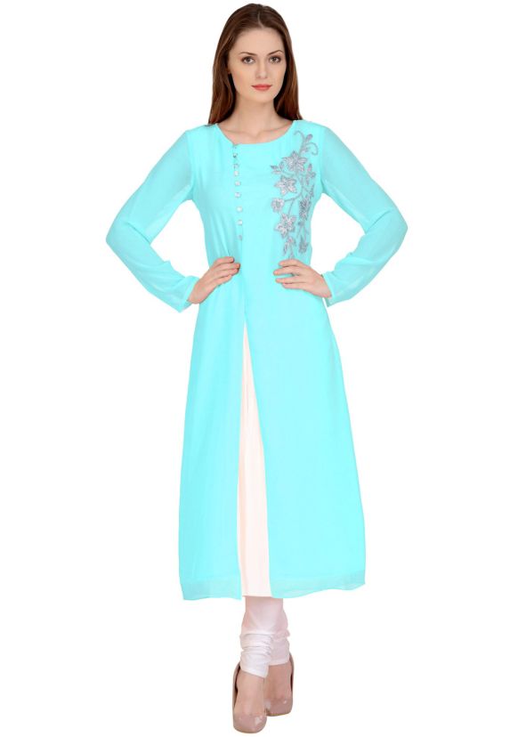 Pink Embroidered Slit Style Kurta Set