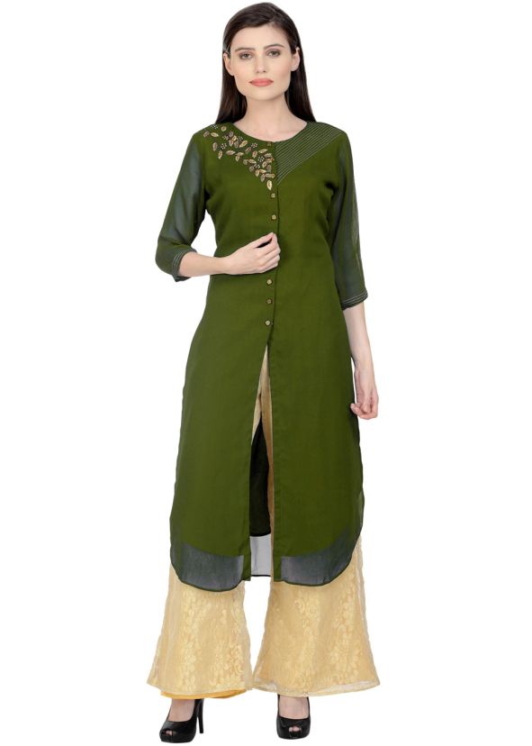 Green Embroidered Kurta Set