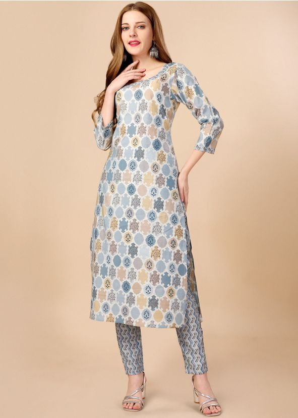 Multicolor Cotton Kurta Set In Digital Print