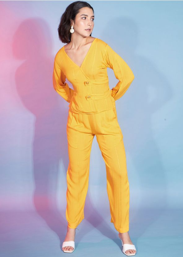 Yellow Co-ord Set In Viscose