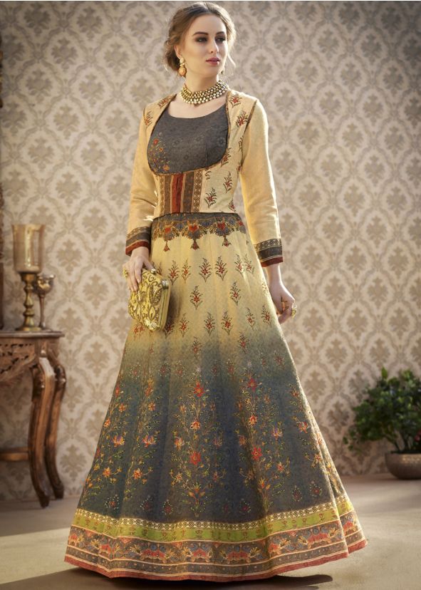 Indo Western Gown for Wedding: Buy Digital Printed Indian Gowns Online USA