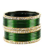 Shop Green And Golden Stone Studded Indian Bangles Online USA UK 