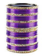 Shop Purple And Golden Stone Studded Indian Bangles Online