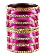 Stone Studded Pink And Golden Indian Bangles Online Shopping