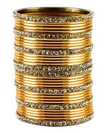 Stone Studded Golden Bangle Set