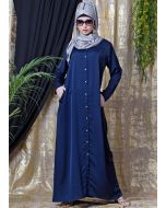 Readymade Blue Button Front Abaya 