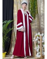 Readymade Maroon Bordered Crape Kaftan