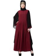 Readymade Maroon Black Butterfly Sleeve Abaya