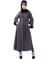 Readymade Grey Hand Embroidered Abaya 