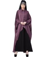 Readymade Purple Shirt Style Kaftan With Abaya