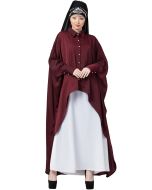 Readymade Maroon Shirt Style Kaftan With Abaya