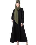 Readymade Black Front Open Black Abaya