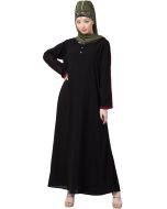 Readymade Black Contrast Piping Abaya