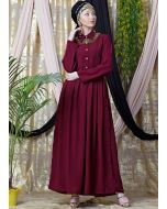 Readymade Maroon Flared Collared Abaya