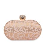 Peach Woven Brocade Clutch