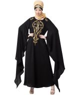 Readymade Embroidered Cape Sleeved Black Abaya