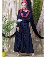 Readymade Blue Frilled Style Crape Abaya 