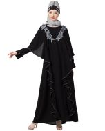 Readymade Frilled Style Black Crape Abaya