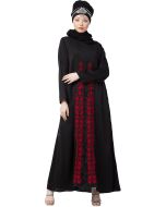 Readymade Black Embroidered Satin Abaya