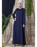 Readymade Hand Embroidered Abaya In Blue