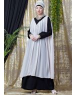 Readymade White and Black Twin Layered Abaya