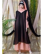 Peach and Black Readymade Twin Layered Abaya