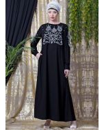 Readymade Black Embroidered Crape Abaya