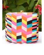 Geometric Printed Multicolor Square Clutch