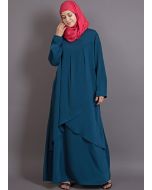 Blue Readymade Asymmetric Twin Layered Abaya