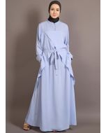 Light Blue Readymade Overlapped Crepe Abaya