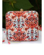 Printed Multicolor Square Box Clutch