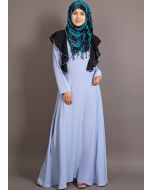 Blue and Black Frilled Design Readymade Abaya