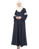 Navy Blue Readymade Crochet Lace Crape Abaya