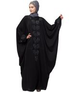 Black Readymade Sequined Kaftan Style Abaya