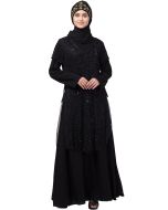 Readymade Black Twin Layered Embroidered Abaya