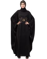 Black Readymade Embroidered Nida Kaftan