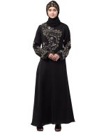 Black Readymade Stone Embellished Abaya