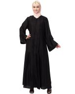 Black Embroidered Readymade Pleated Abaya