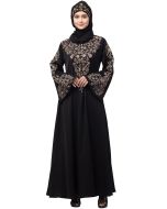 Black Readymade Abaya With Resham Embroidery