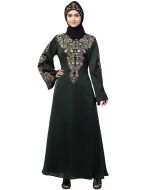 Green Readymade Abaya With Resham Embroidery