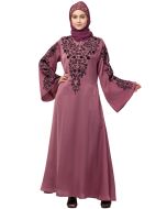 Pink Resham Embroidered Readymade Abaya