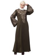 Readymade Green Resham Embroidered Abaya