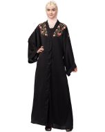 Readymade Black Resham Embroidered Abaya