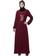 Maroon Pocketed Readymade Abaya