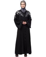 Black Readymade Resham Embroidered Abaya