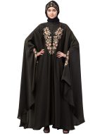 Black Readymade Thread Embroidered Kaftan